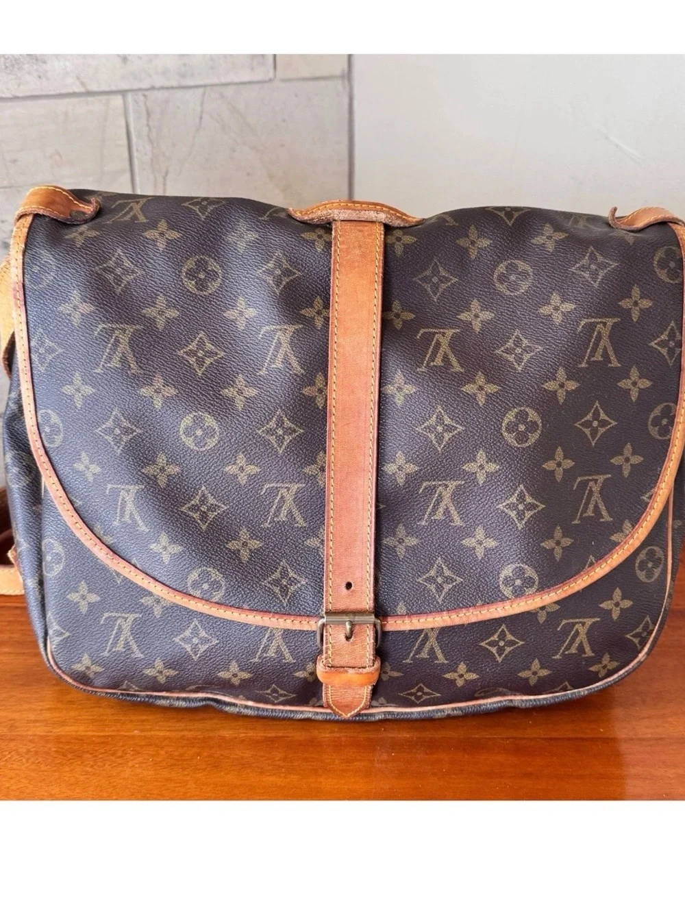 Louis Vuitton Monogram Canvas Messenger Bag in Brown and Tan